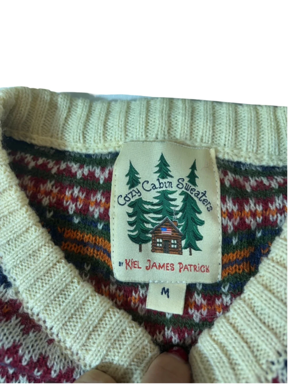 Kiel James Patrick Alpine Moose Fair Isle Wool Sweater Cabin Nordic Medium